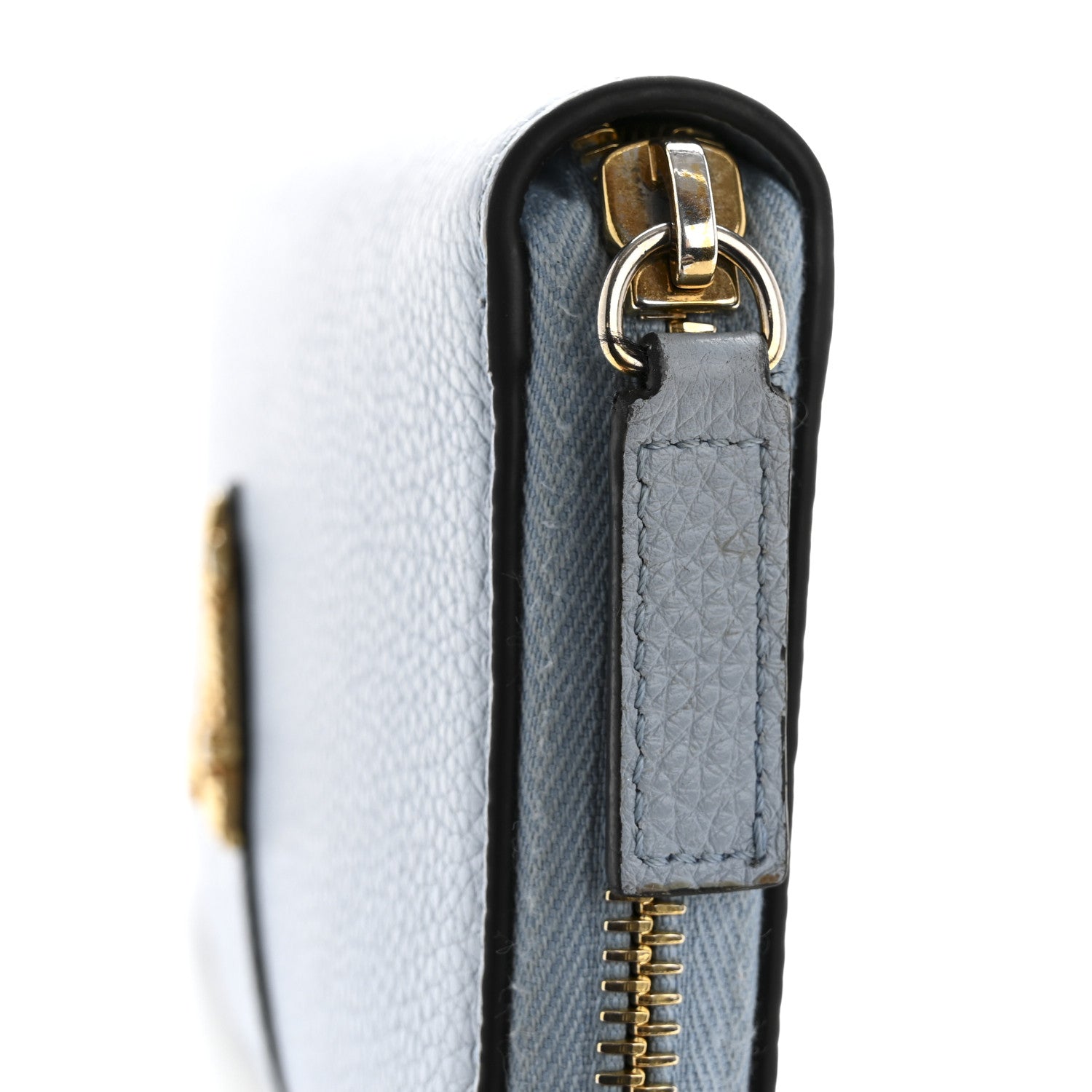 Versace Grained Calfskin Virtus Zip Around Wallet Light Blue 11 of 11