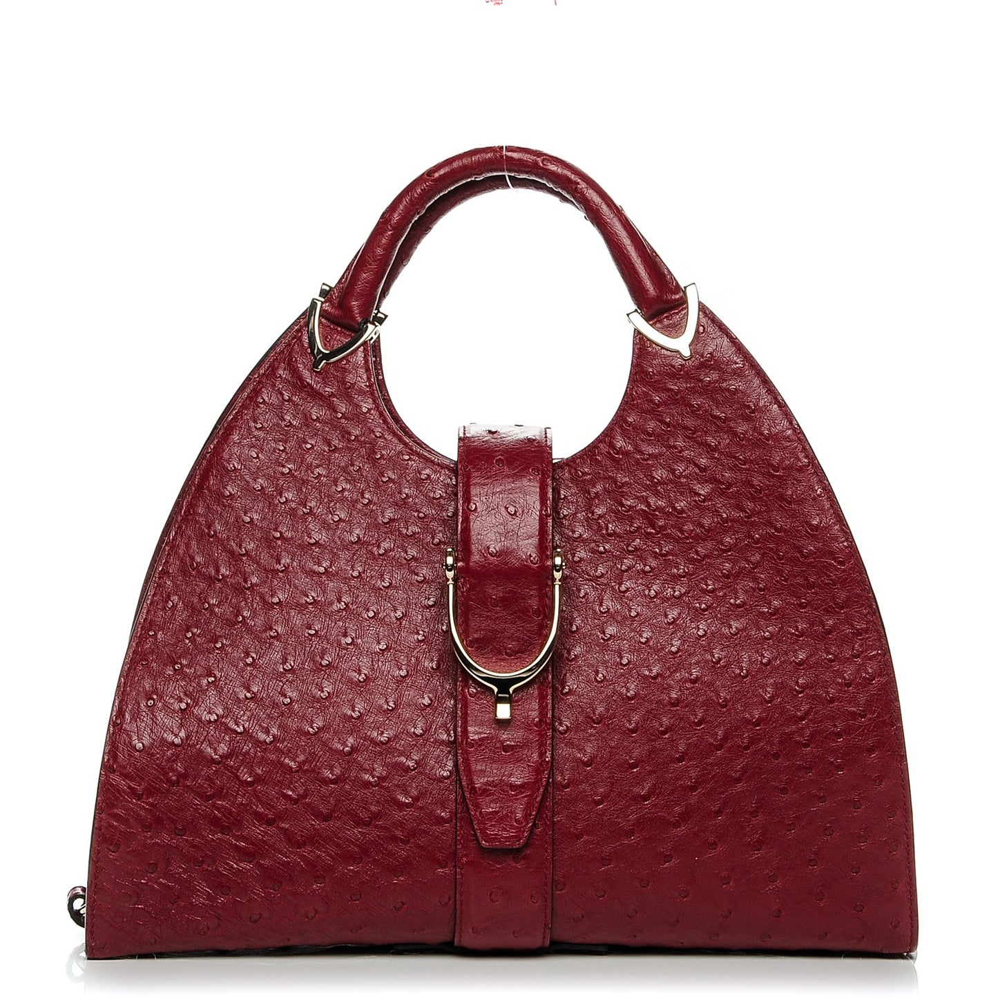 Ostrich Stirrup Top Handle Bag Raspberry