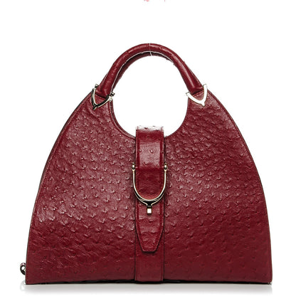 Gucci Ostrich Stirrup Top Handle Bag Raspberry 1 of 7