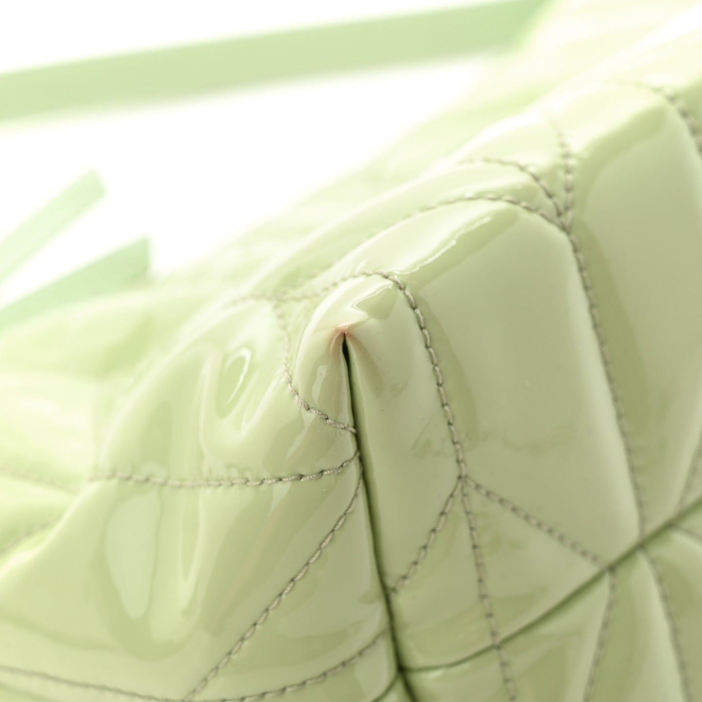 Patent Quilted Mini Spirit Ciré Bag Aqua