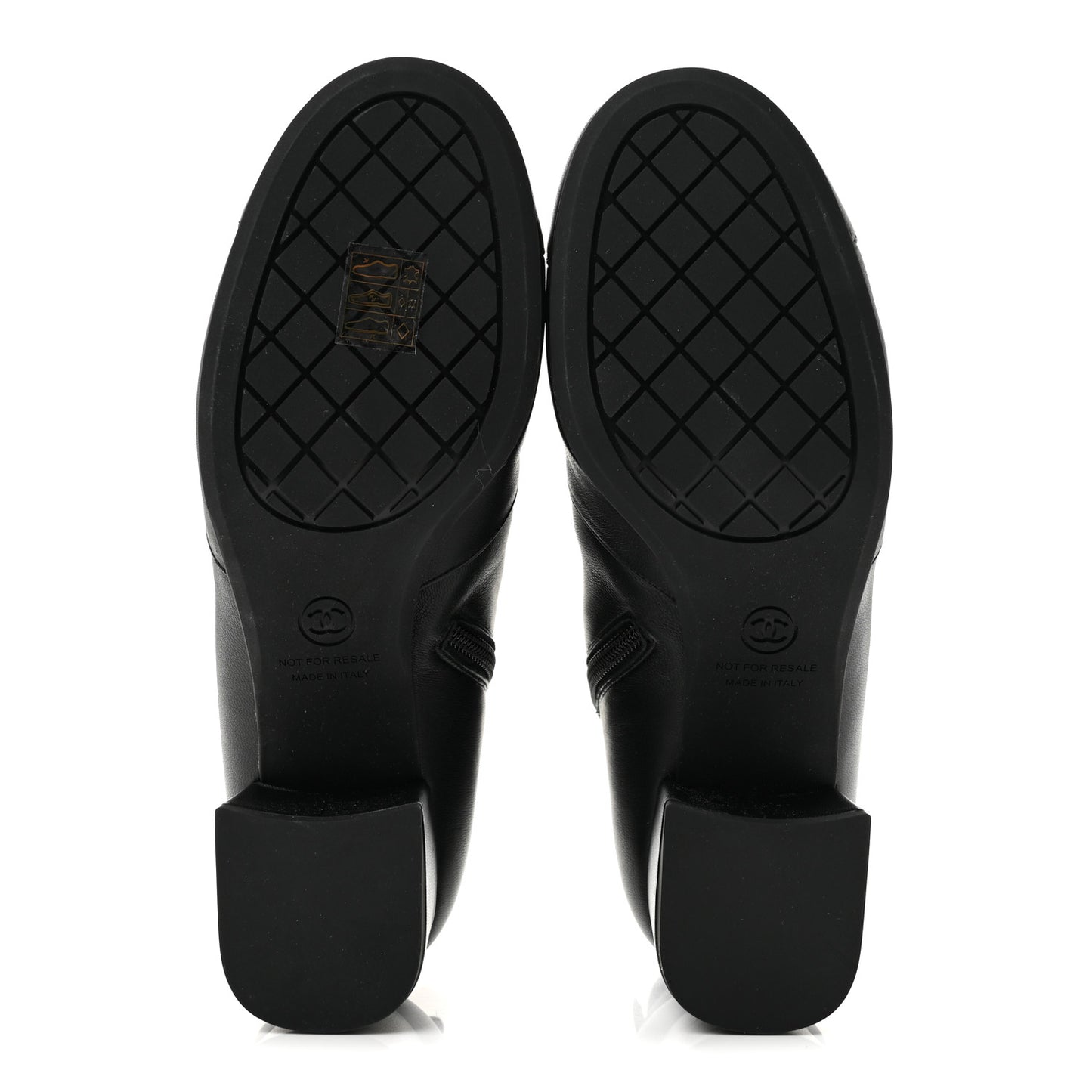 Stretch Lambskin Cap Toe CC Uniform Short Boots 38 Black