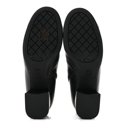 Chanel Stretch Lambskin Cap Toe CC Uniform Short Boots 38 Black 6 of 9