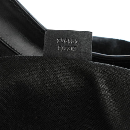 Gucci Soft Leather Brocade Medium Stirrup Shoulder Bag Black 7 of 7