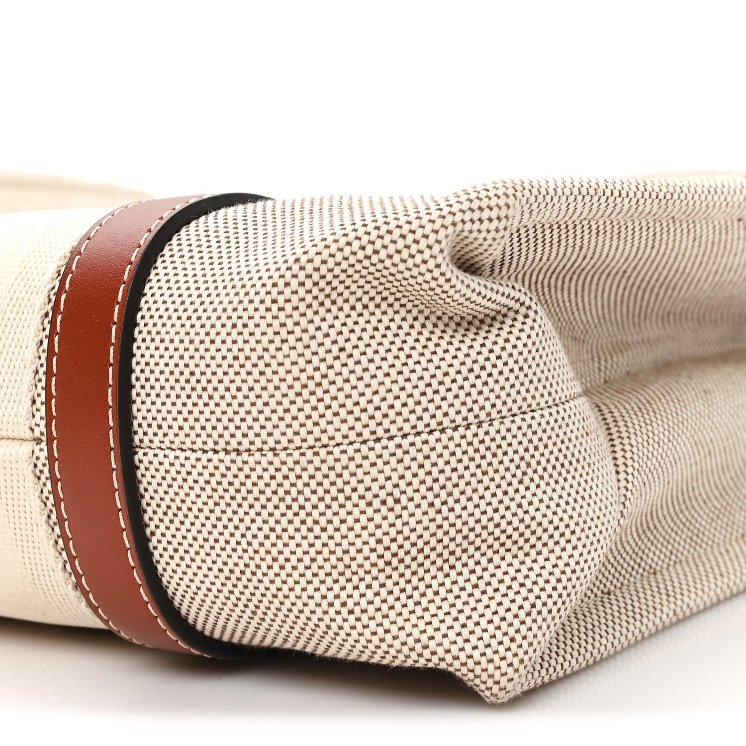 Chloe Cotton Calfskin Medium Woody Ribbon Tote White Brown 10 of 10