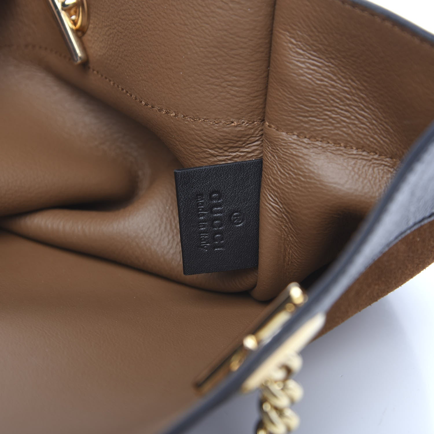 Gucci Suede Patent Maxi Rajah Chain Tote Nocciola Black 7 of 9