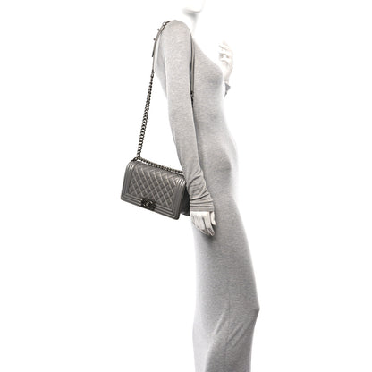 Chanel Metallic Caviar Quilted Medium Boy Flap Silver 2 of 10