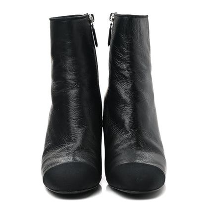 Chanel Crumpled Calfskin Cap Toe Chain Short Boots 37.5 Black 2 of 8