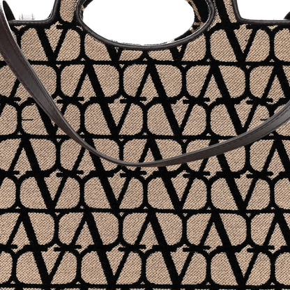 Valentino Garavani Toile Iconographe Goatskin Le Troisieme Shopping Bag Naturale Black Fondant 10 of 17