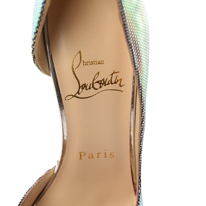 Christian Louboutin Tissu Scarabe Specchio Iriza 100 Pumps 34.5 Digital Silver 5 of 6