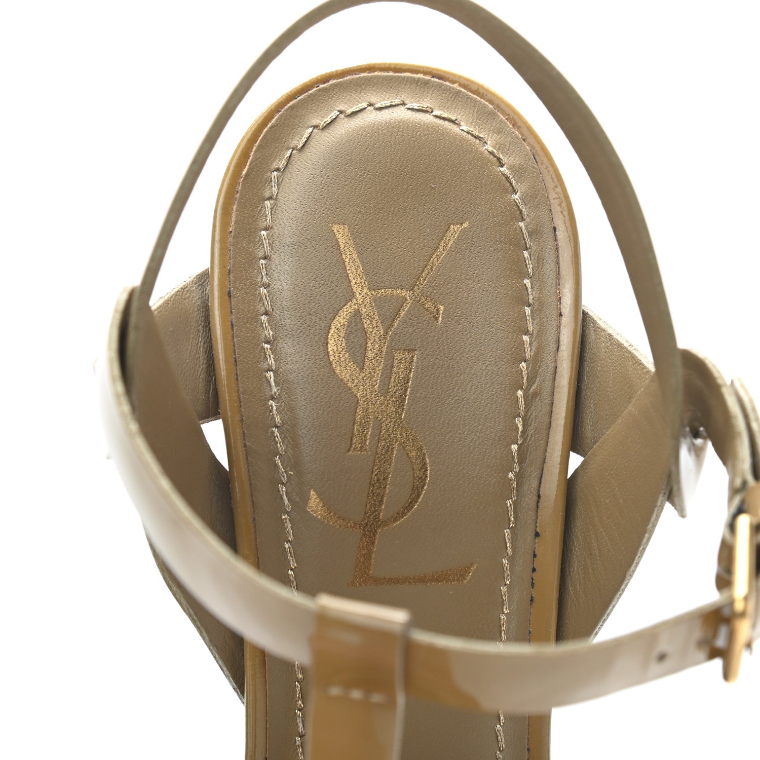 Saint Laurent Patent Tribute 105 Platform Sandals 37 Tundra 7 of 9