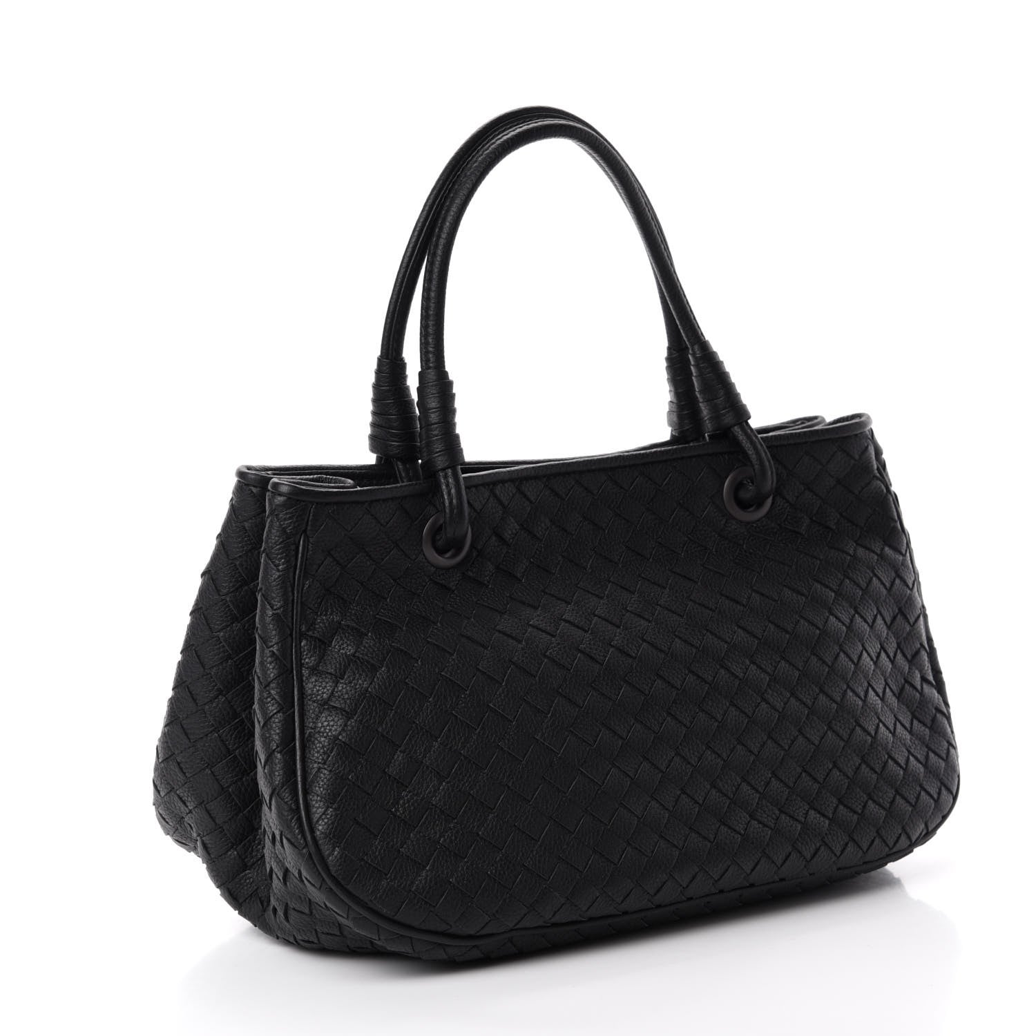 Bottega Veneta Grainy Calfskin Intrecciato Woven Tote Black 3 of 10