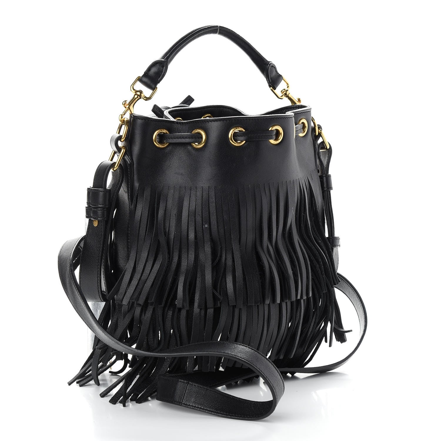Saint Laurent Calfskin Small Emmanuelle Fringe Hobo Bag Black 3 of 11