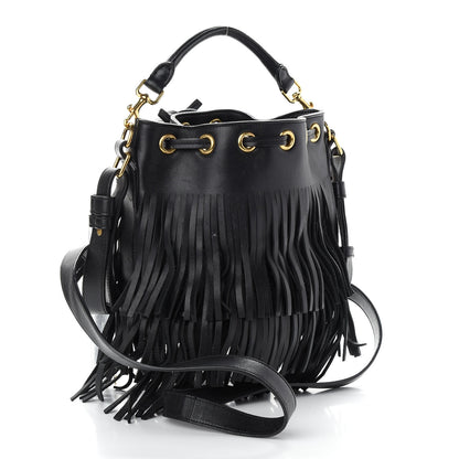 Saint Laurent Calfskin Small Emmanuelle Fringe Hobo Bag Black 3 of 11
