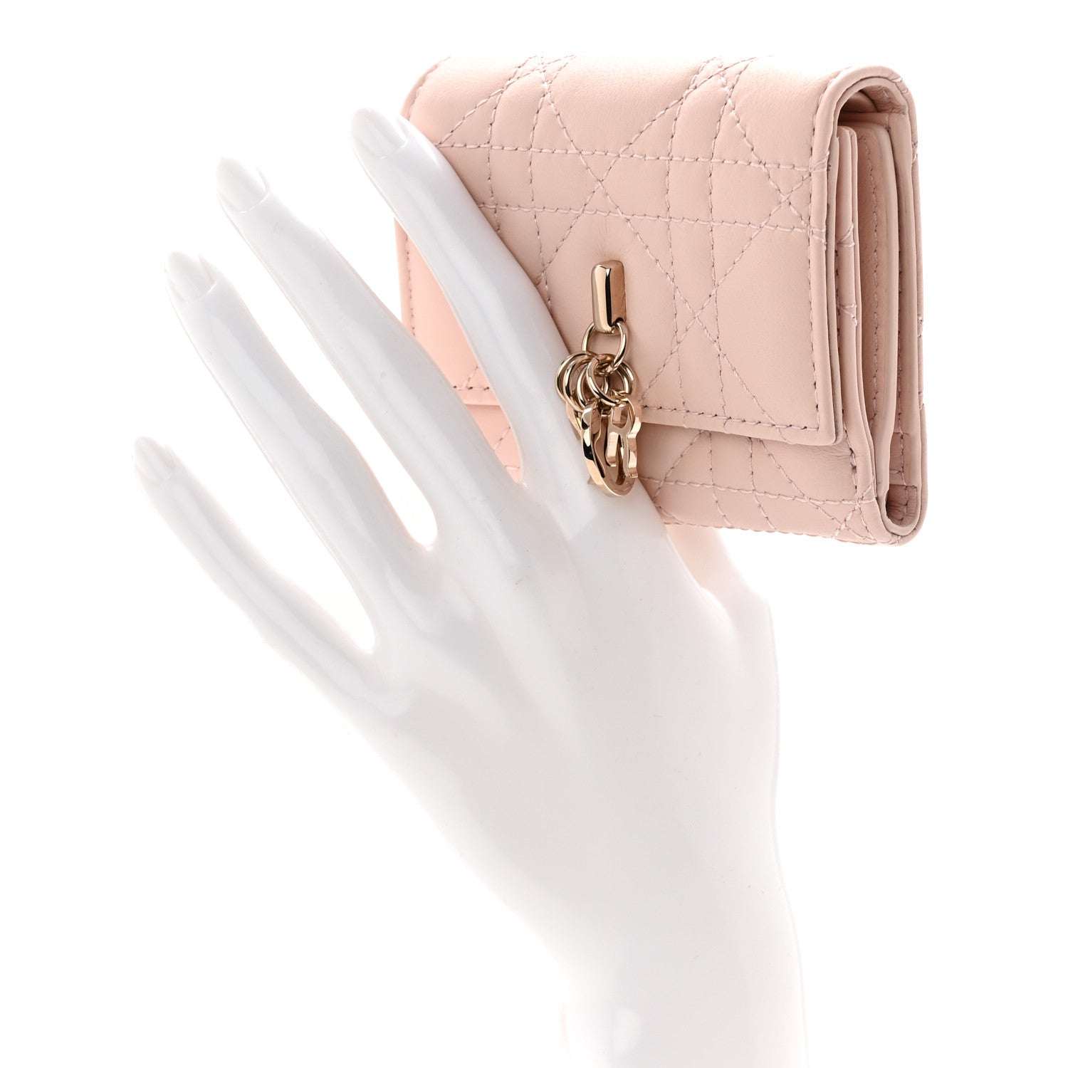 Christian Dior Lambskin Cannage My Dior Veronia Wallet Powder Pink 2 of 8
