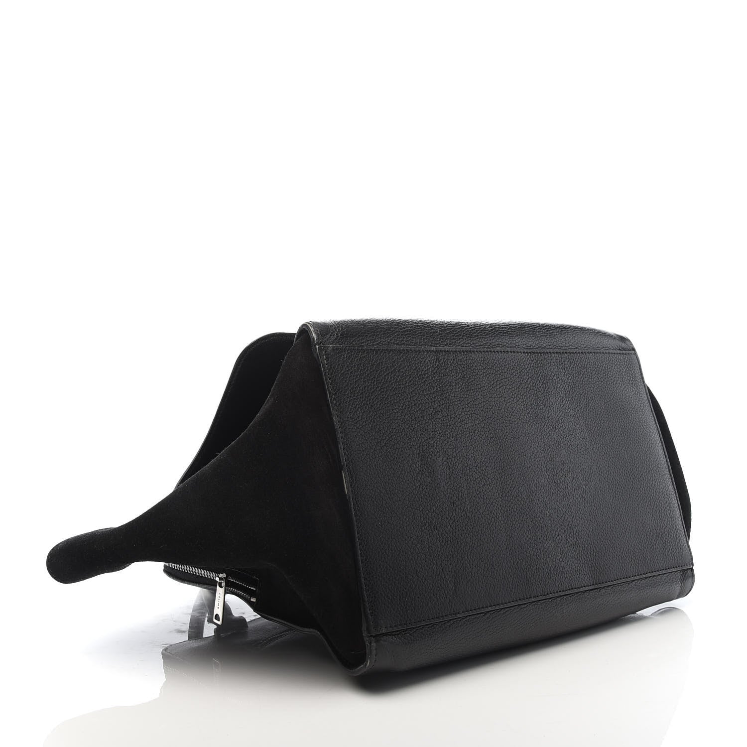 Celine Drummed Calfskin Suede Double Zip Trapeze Black 4 of 8