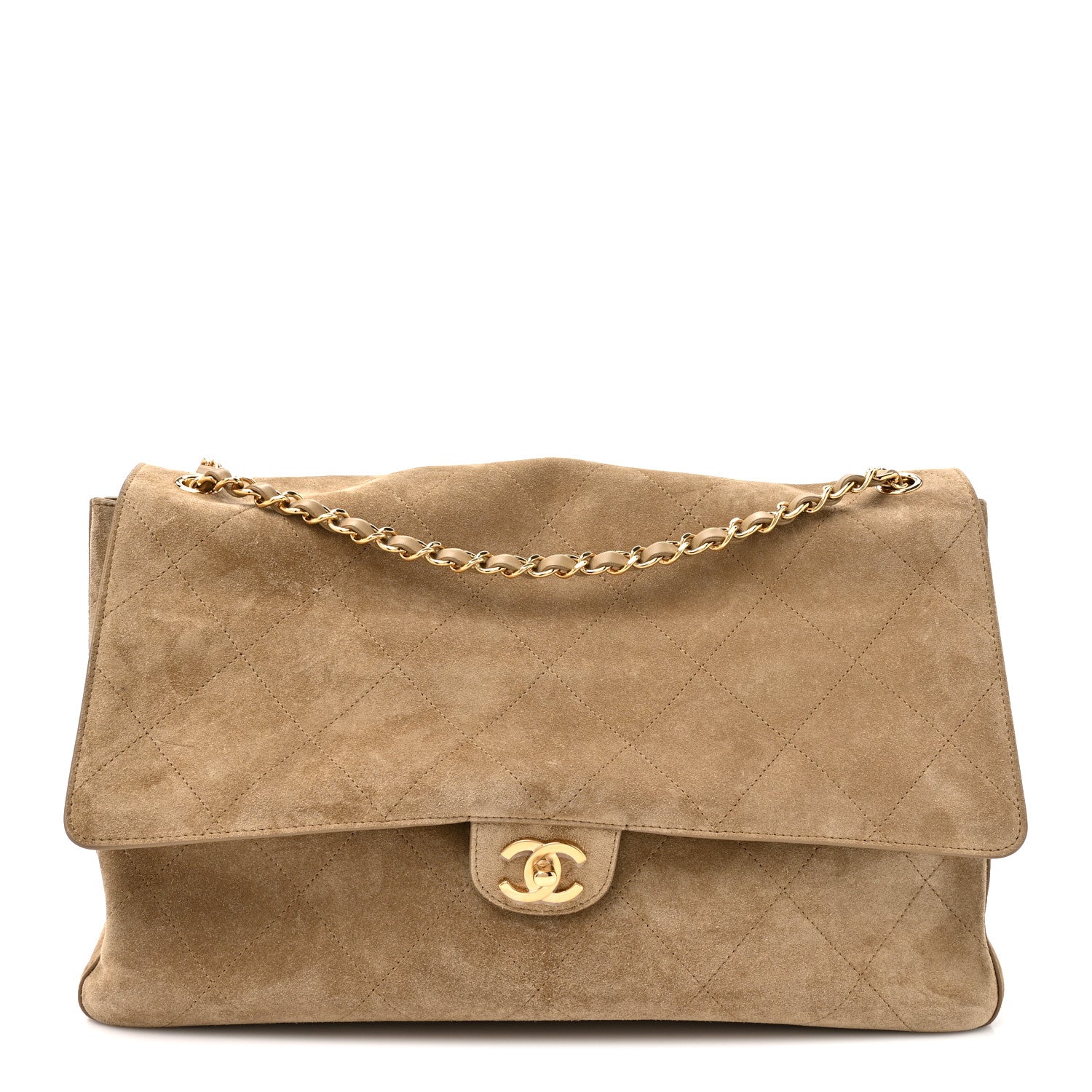 Chanel Suede Calfskin Souplissimo Maxi Flap Dark Beige 1 of 10