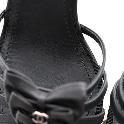 Chanel Lambskin Grosgrain Bow CC Sandals 39 Black 10 of 12