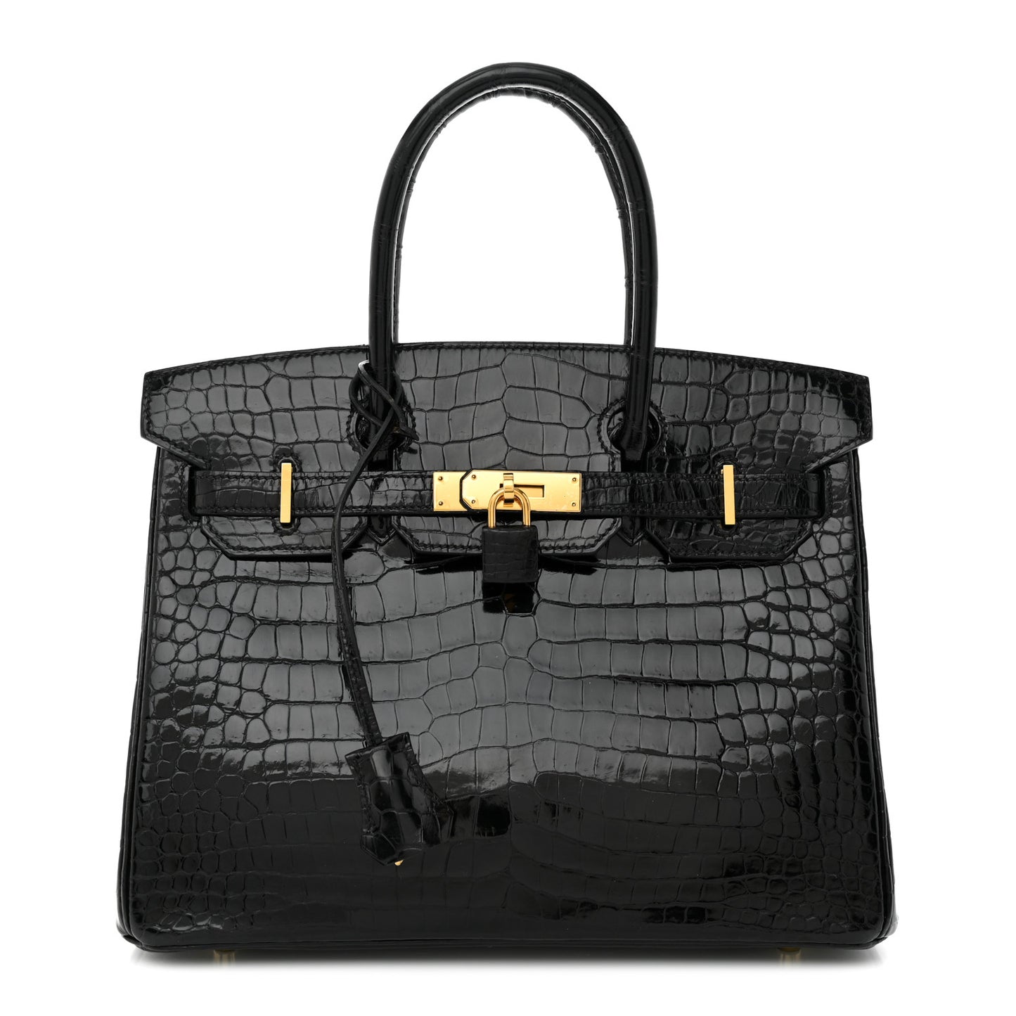 Shiny Porosus Crocodile Birkin 30 Black