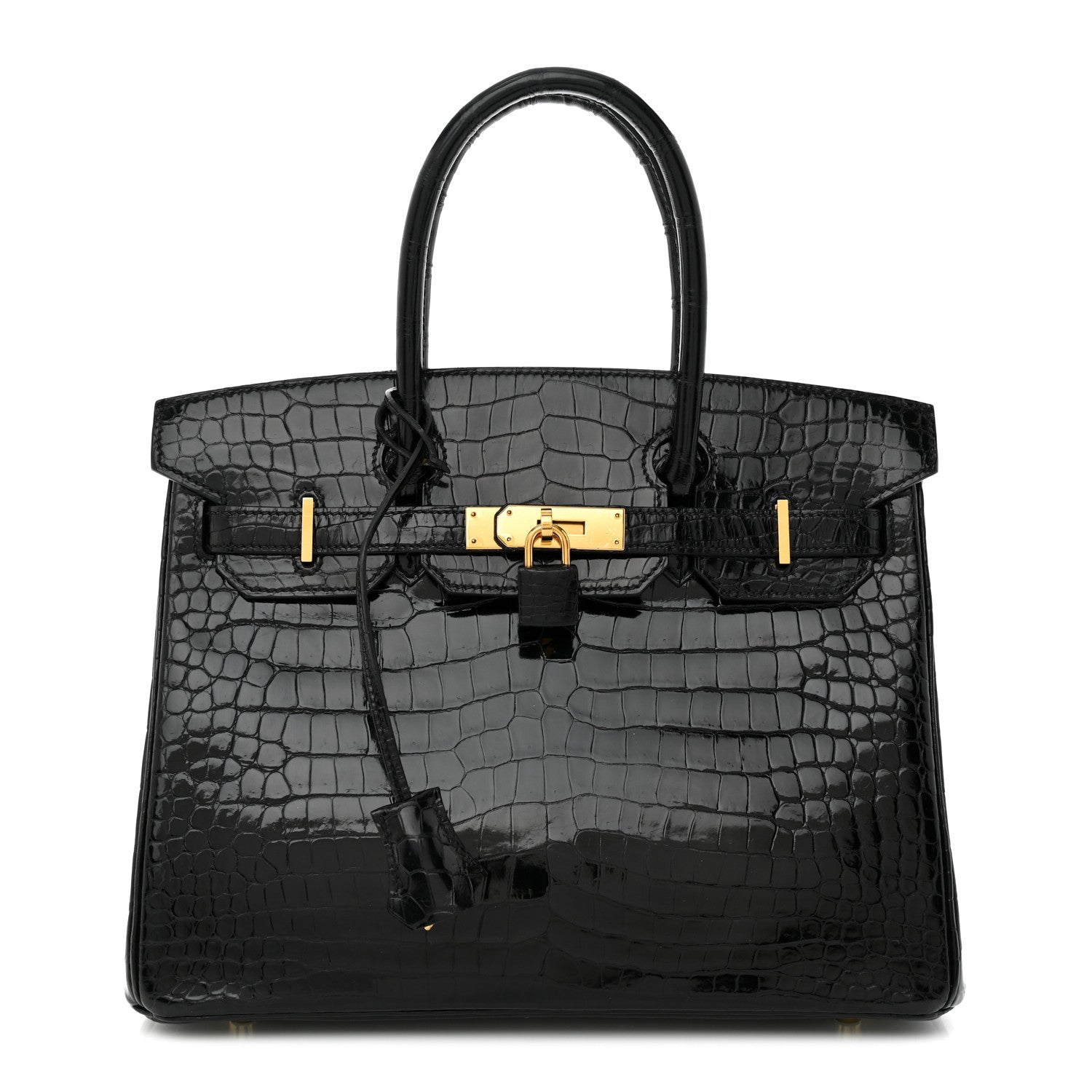 Hermes Shiny Porosus Crocodile Birkin 30 Black 1 of 11