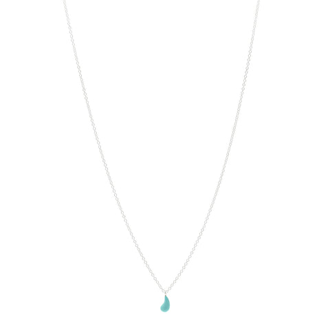 Sterling Silver Turquoise Elsa Peretti 8mm Teardrop Pendant Necklace