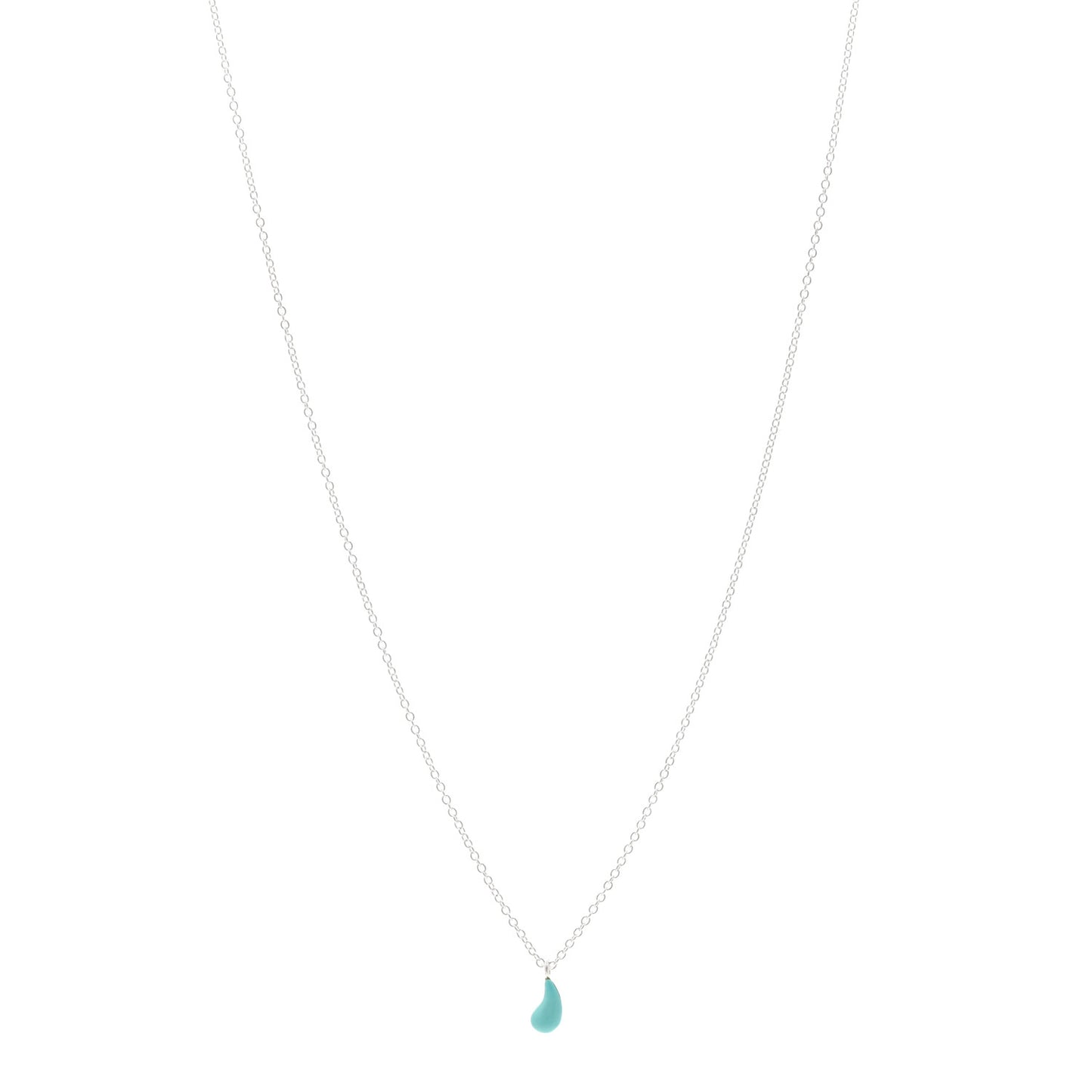 Sterling Silver Turquoise Elsa Peretti 8mm Teardrop Pendant Necklace