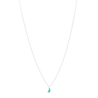 Tiffany Sterling Silver Turquoise Elsa Peretti 8mm Teardrop Pendant Necklace 1 of 4
