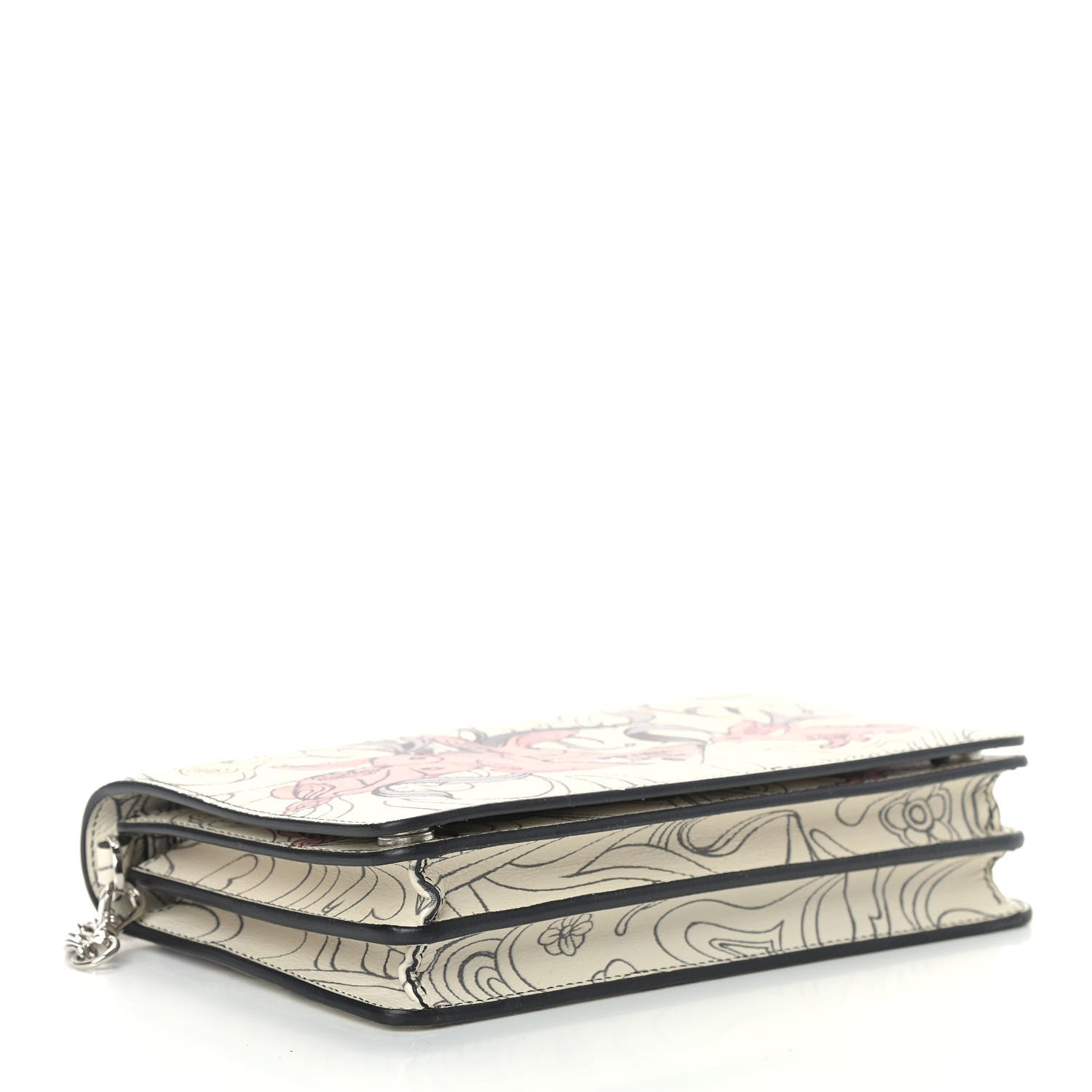 Prada X JAMES JEAN Glace Calfskin Rabbit Print Wallet On Chain Opaline 3 of 8