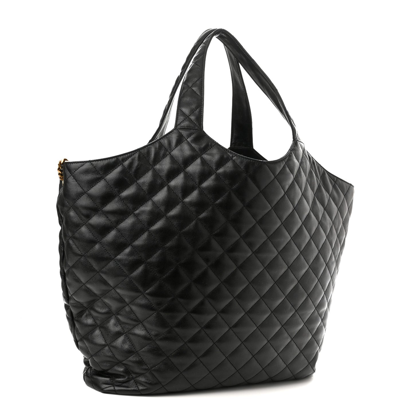 Lambskin Quilted Maxi Icare Shopping Tote Black