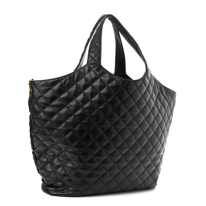 Saint Laurent Lambskin Quilted Maxi Icare Shopping Tote Black 4 of 12