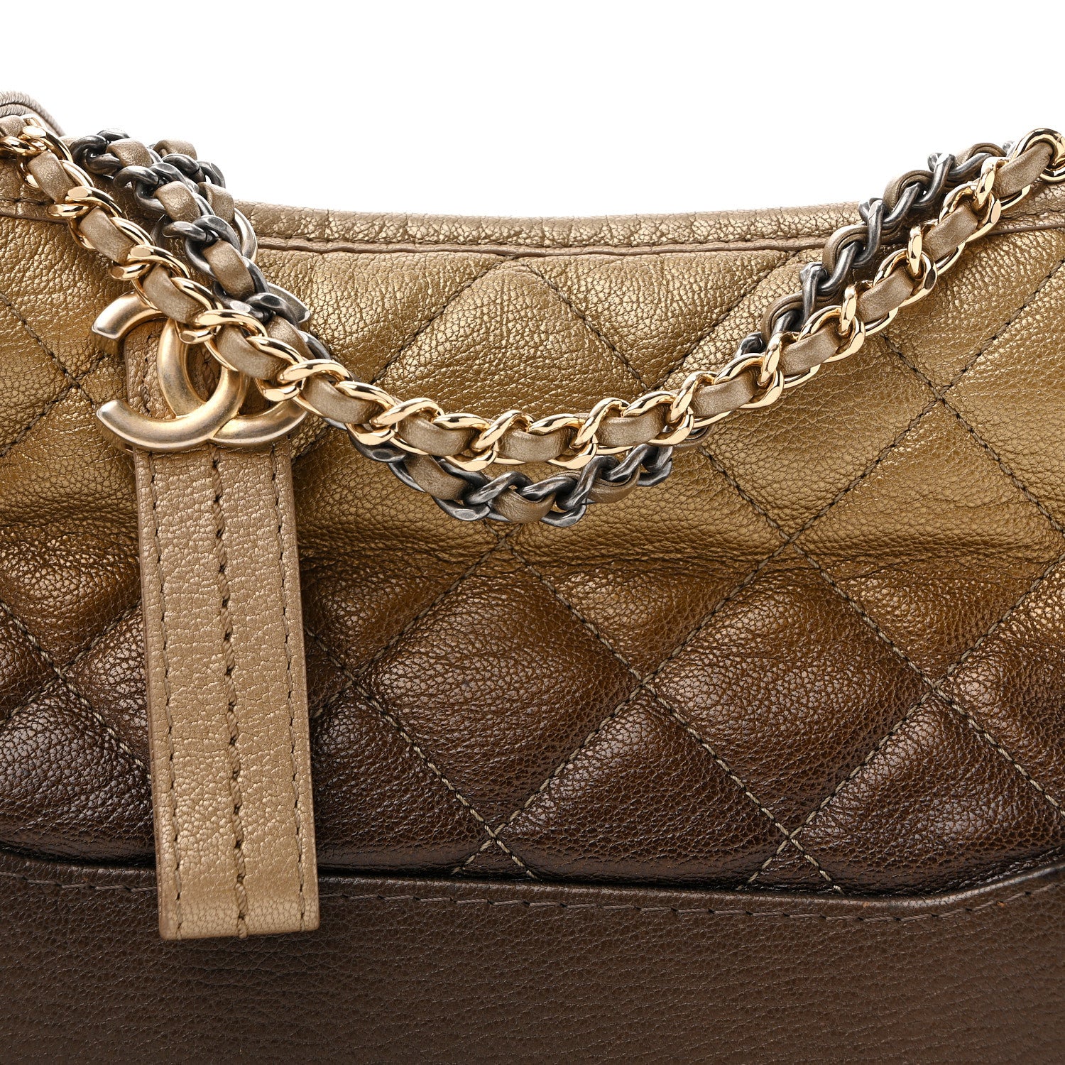 Chanel Metallic Goatskin Quilted Small Gabrielle Hobo Gold Bronze 8 of 13