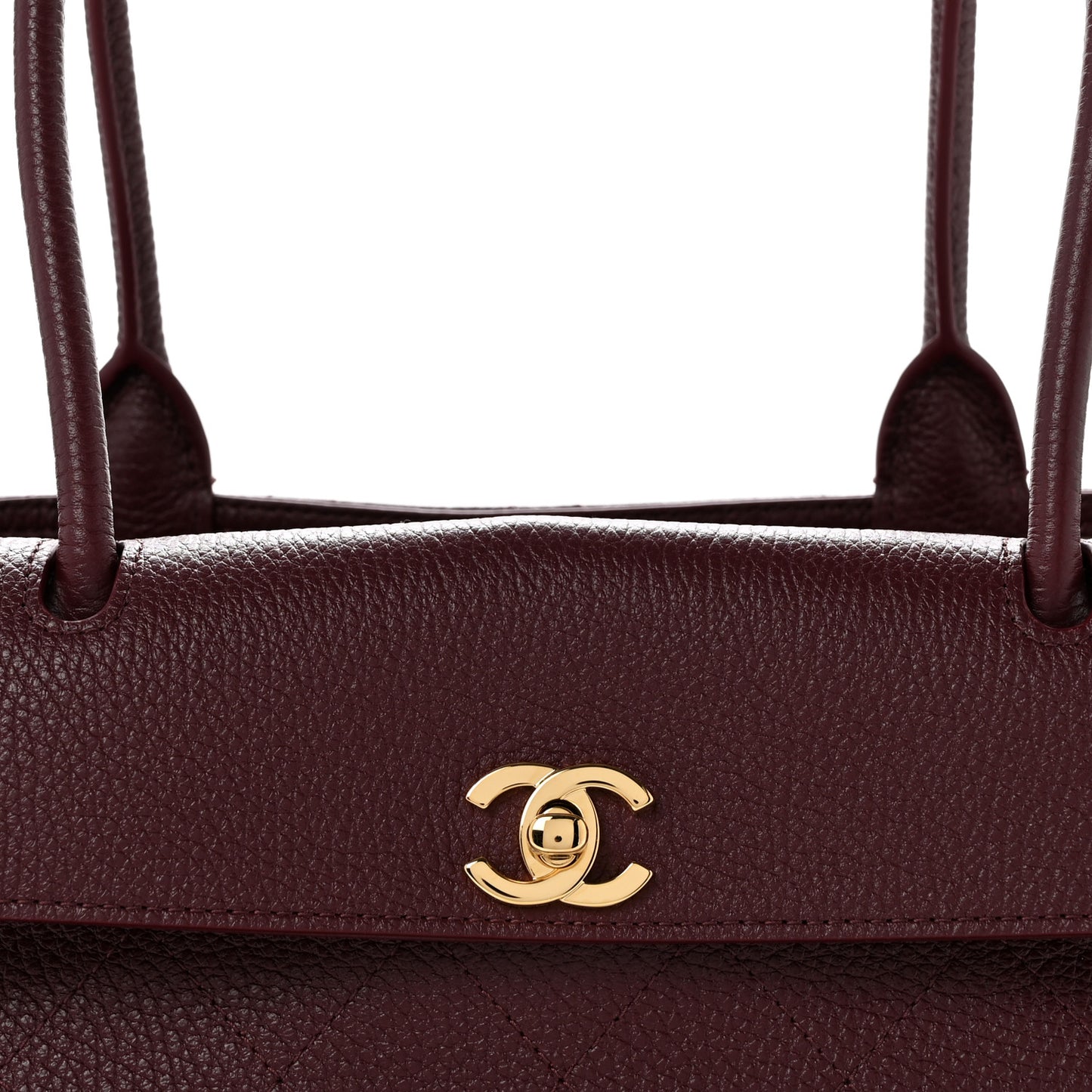 Grained Calfskin Stitched Urban Essentials Small Shopping Bag Burgundy