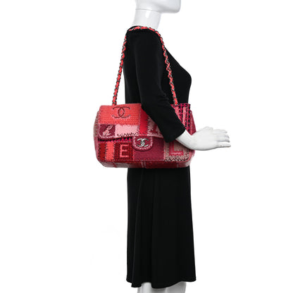 Chanel Tweed Patchwork Jumbo Single Flap Pink 2 of 10