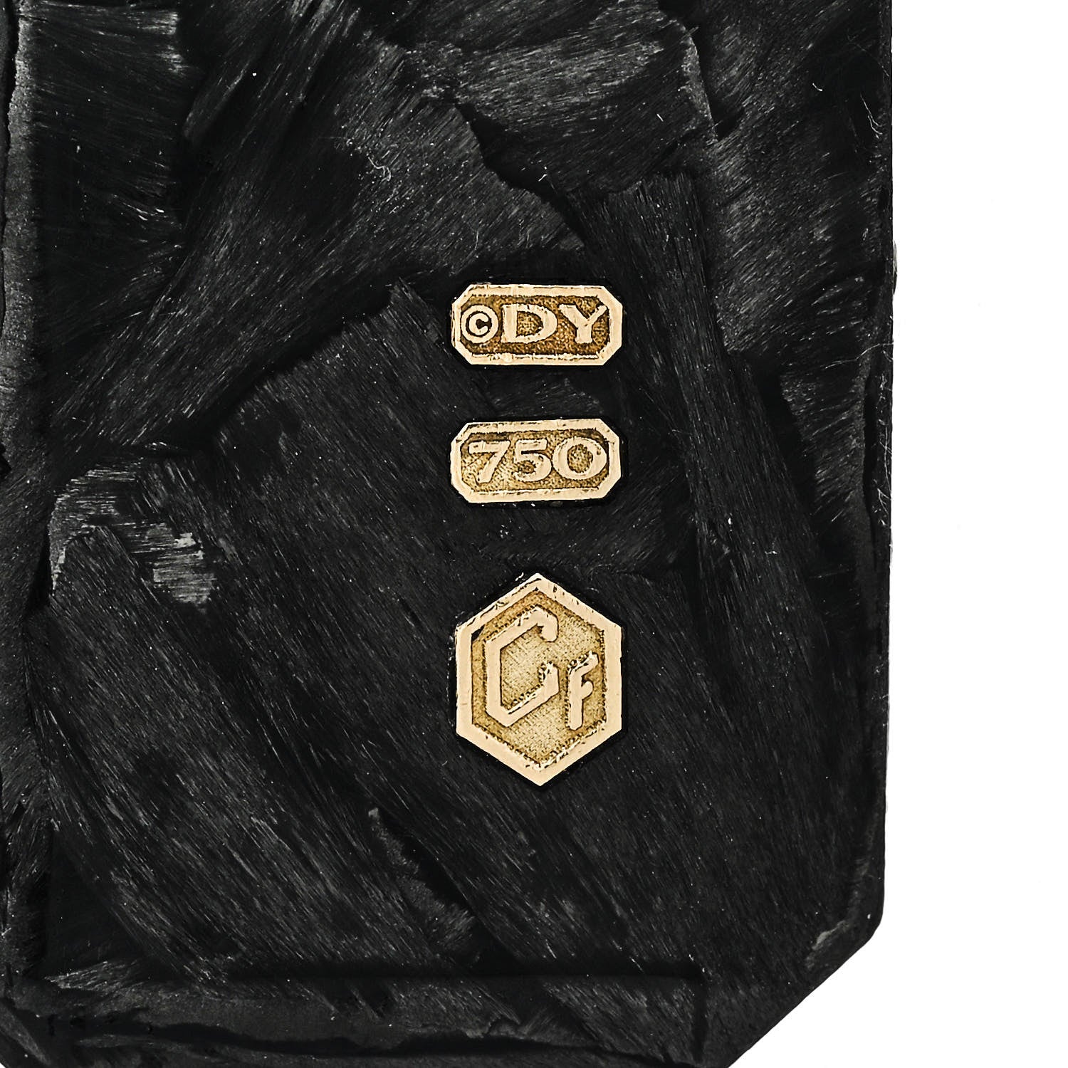 David Yurman 18K Yellow Gold Forged Carbon Wave Tag Pendant 4 of 4