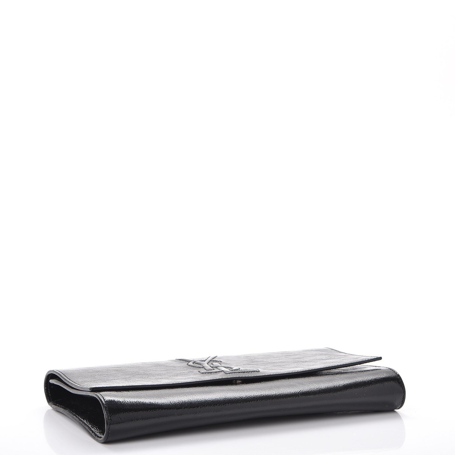 Saint Laurent Textured Patent Monogram Large Belle De Jour Clutch Black 4 of 7