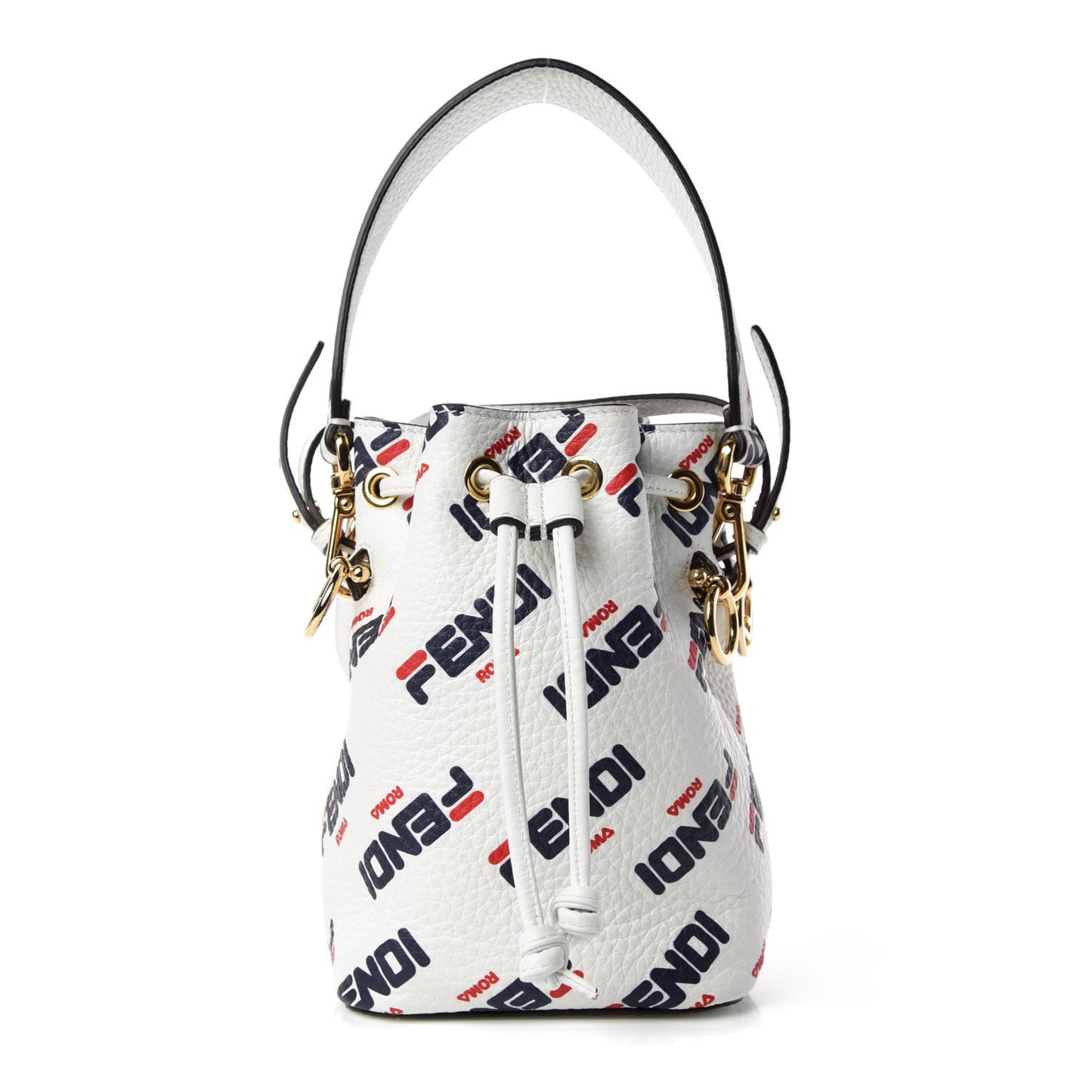 X FILA Vitello F is Fendi Mania Mini Mon Tresor Bucket Bag White