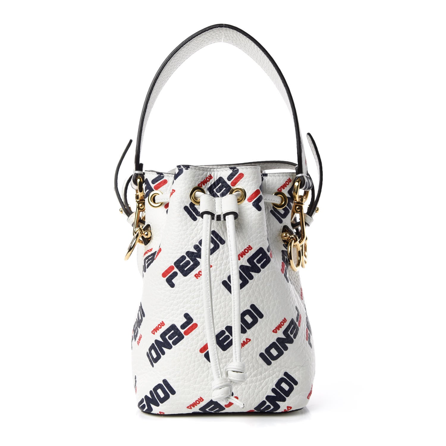 Fendi X FILA Vitello F is Fendi Mania Mini Mon Tresor Bucket Bag White 1 of 7