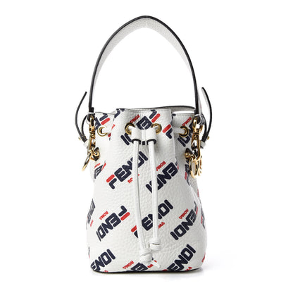Fendi X FILA Vitello F is Fendi Mania Mini Mon Tresor Bucket Bag White 1 of 7