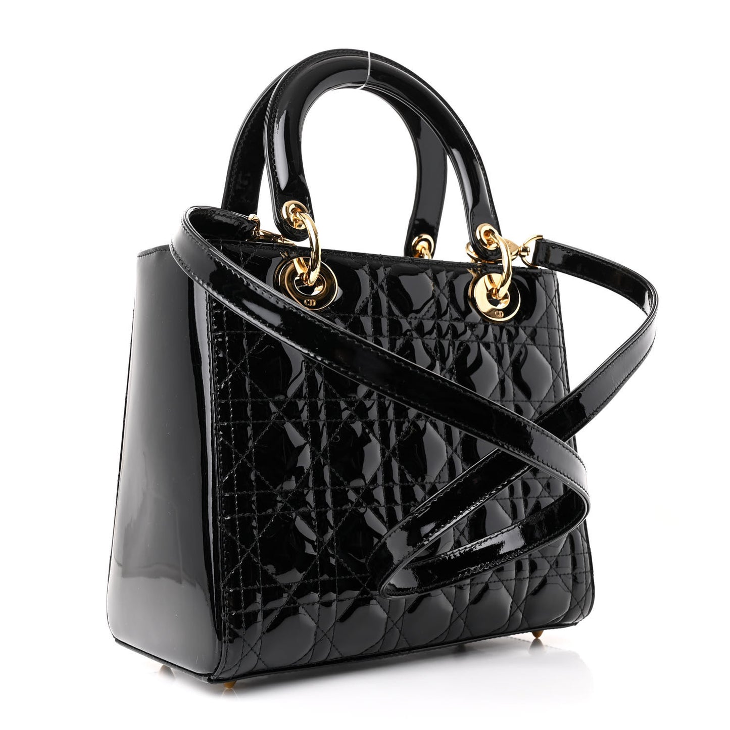 Patent Cannage Medium Lady Dior Black