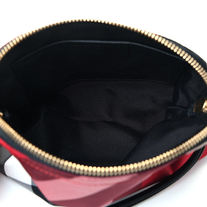 Burberry Nylon Nova Check Zip Top Pouch Red 4 of 4