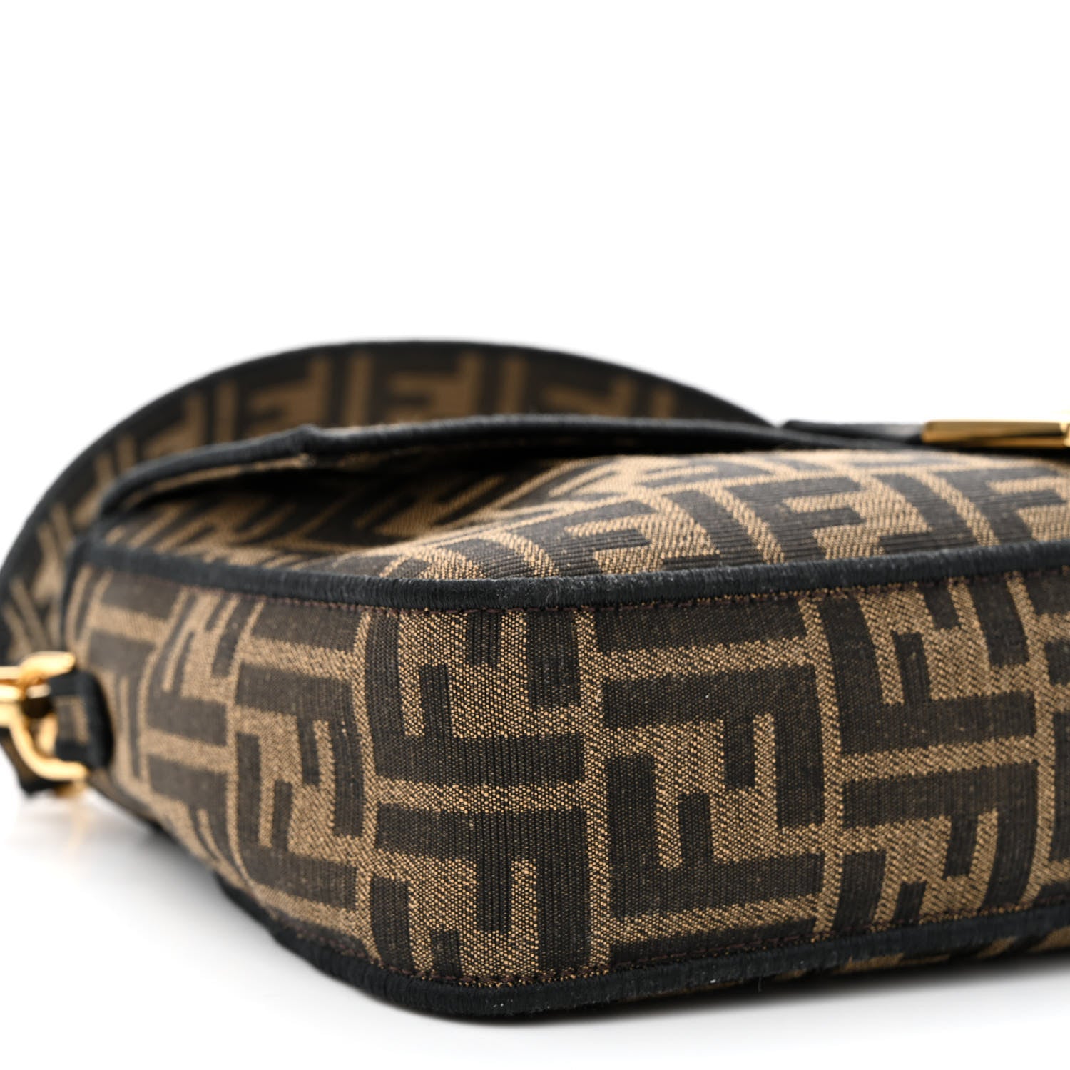 Fendi Fabric Jacquard FF 1974 Large Baguette Tobacco Moro Black 9 of 12