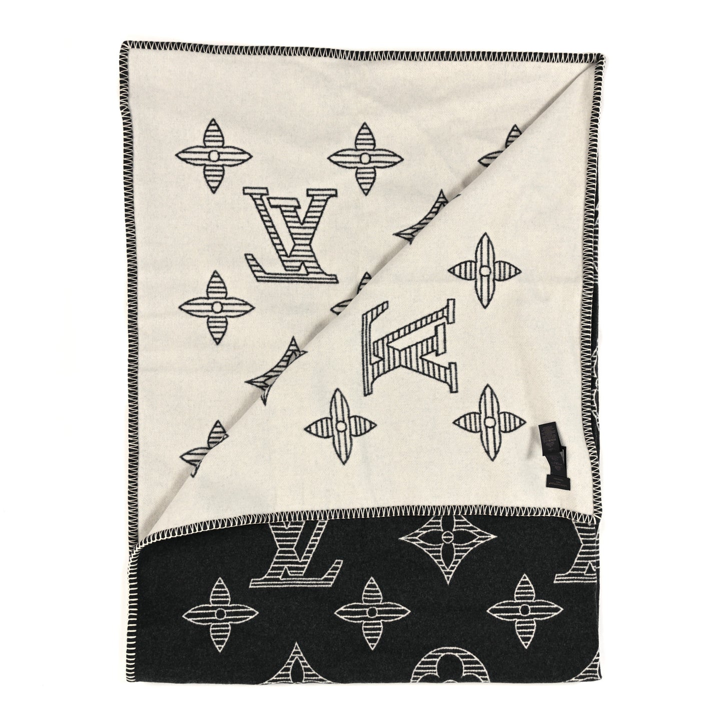 Wool Monogram Shadow Blanket Grey