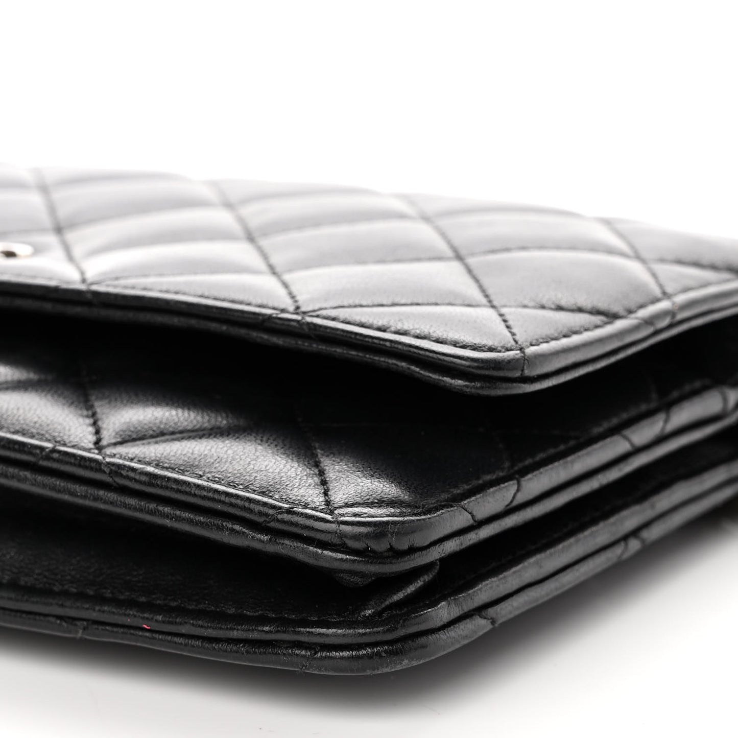 Lambskin Quilted Wallet On Chain WOC Black