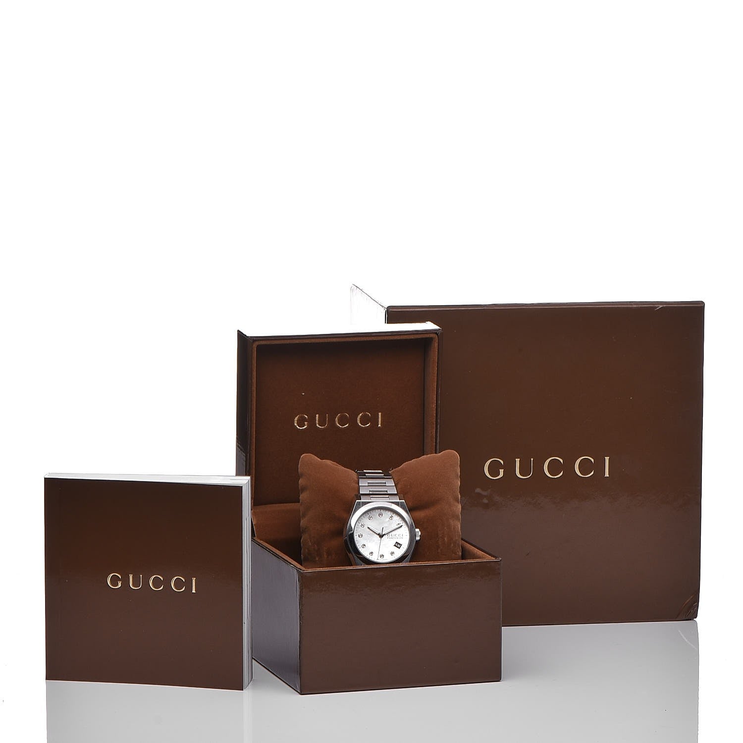 Gucci Stainless Steel Diamond Mother of Pearl 36mm Pantheon Quartz Watch 9 of 9