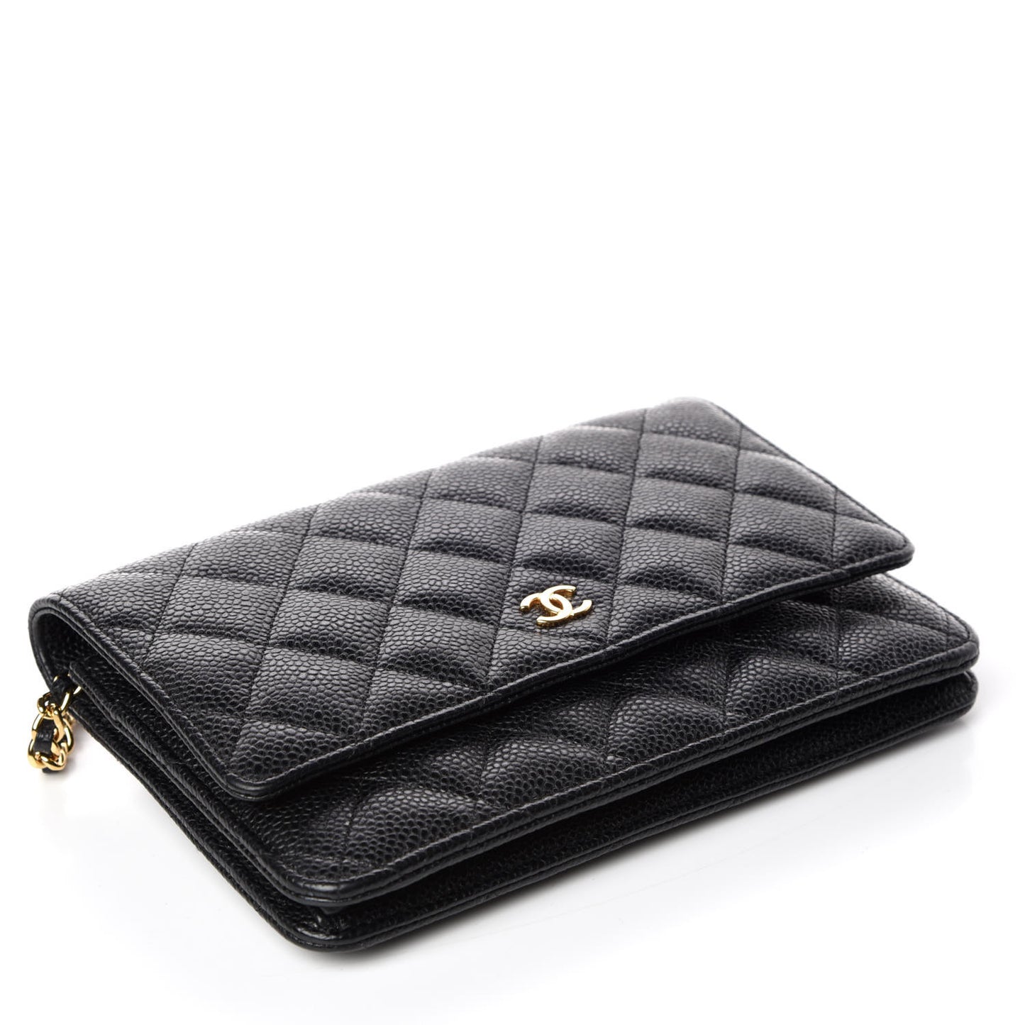 Caviar Quilted Wallet On Chain WOC Black