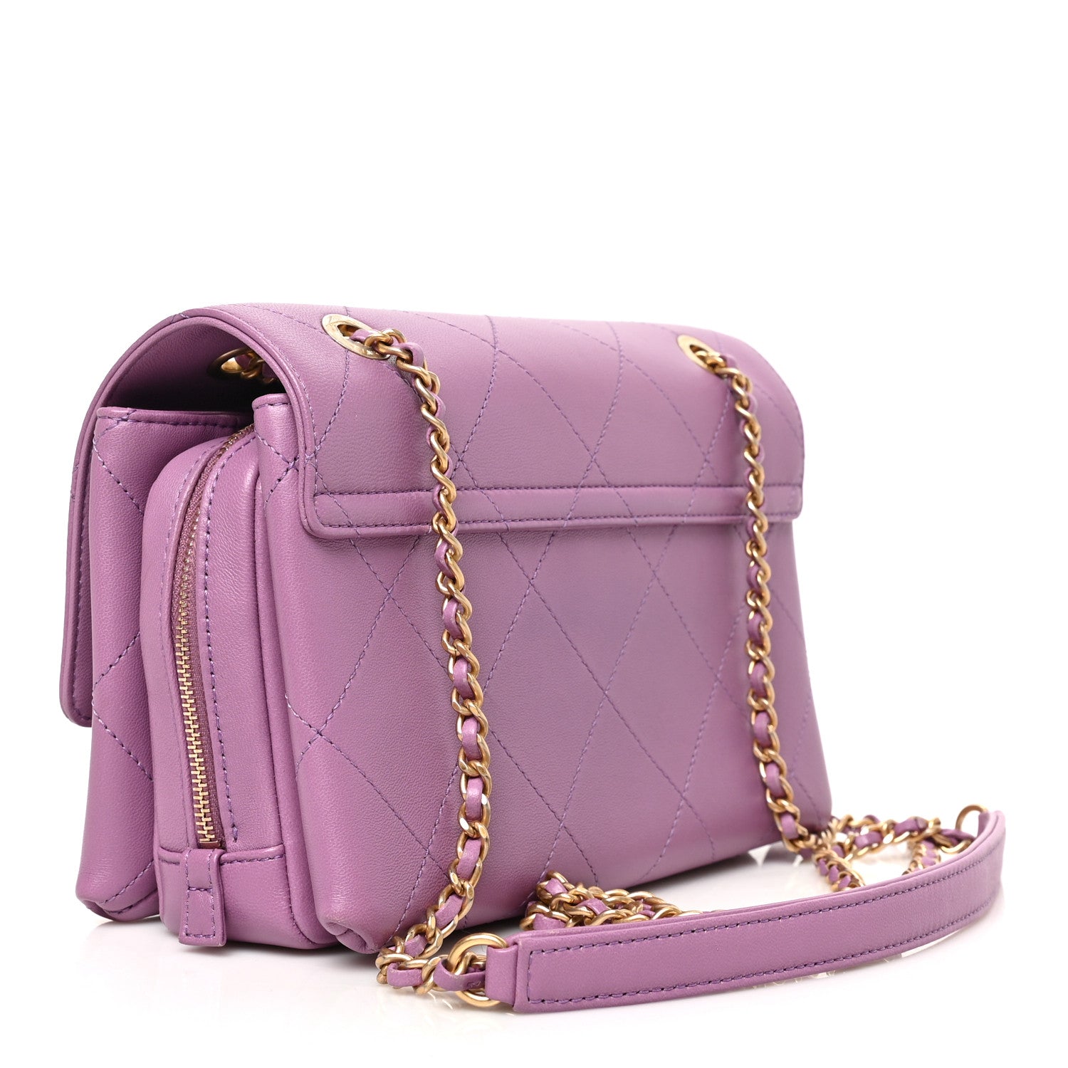 Chanel Lambskin Sleek And Chic Flap Purple 3 of 8