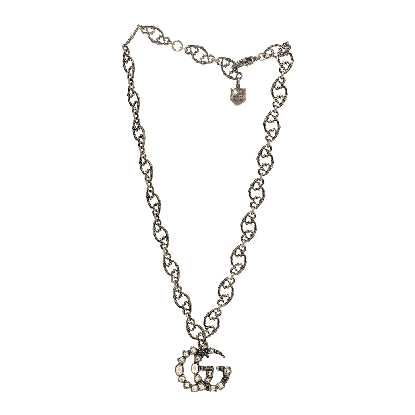 Crystal Marmont Necklace Aged Silver