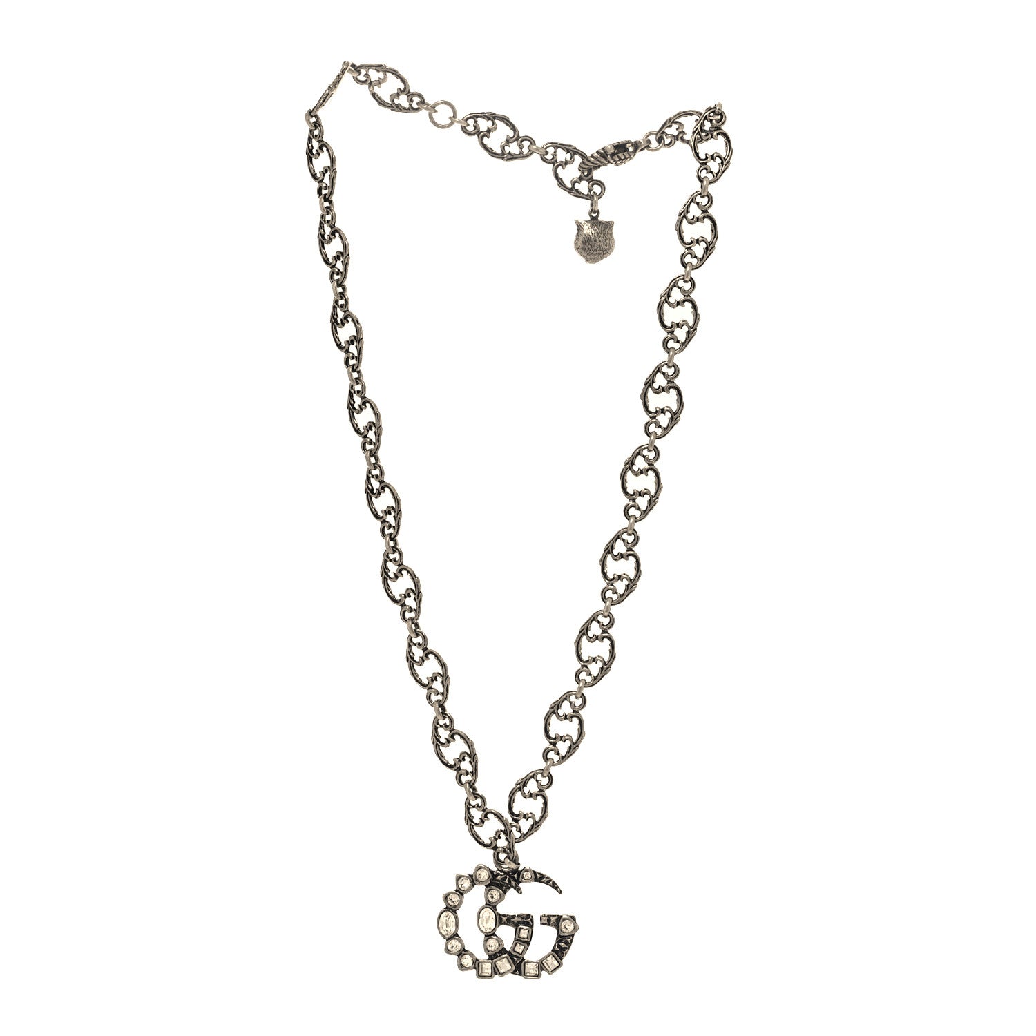 Gucci Crystal Marmont Necklace Aged Silver 3 of 5