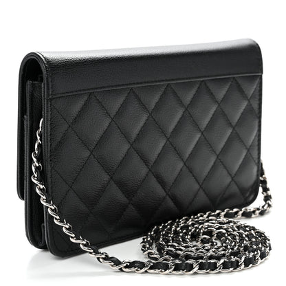 Chanel Grained Calfskin Quilted CC Box Wallet On Chain WOC Black 3 of 11
