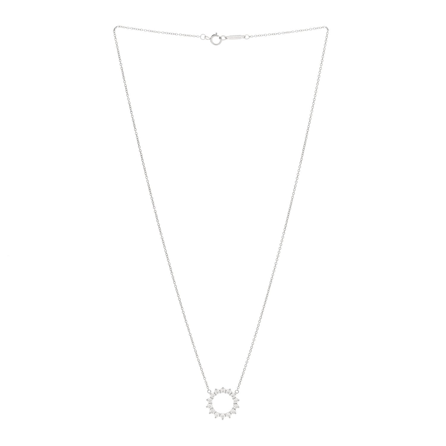 Tiffany Platinum Diamond Small Open Circle Pendant Necklace 3 of 4