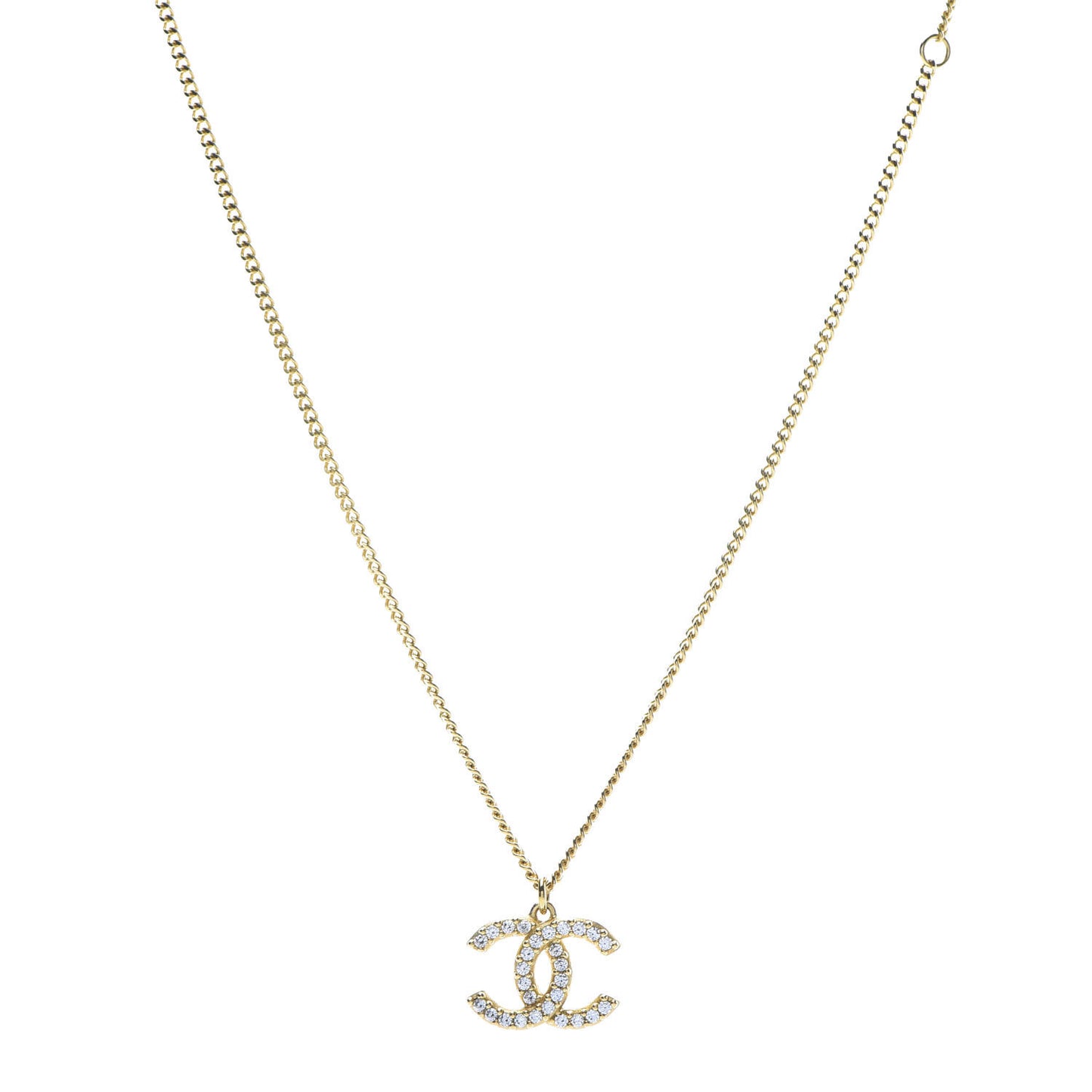 Crystal CC Pendant Necklace Gold